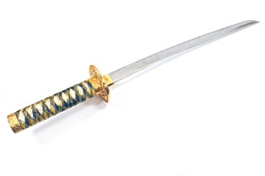 Japon samuray katana kılıcı beyaz izole