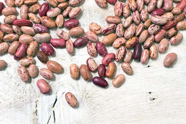 Cranberry beans on white wooden background — Stock Photo, Image