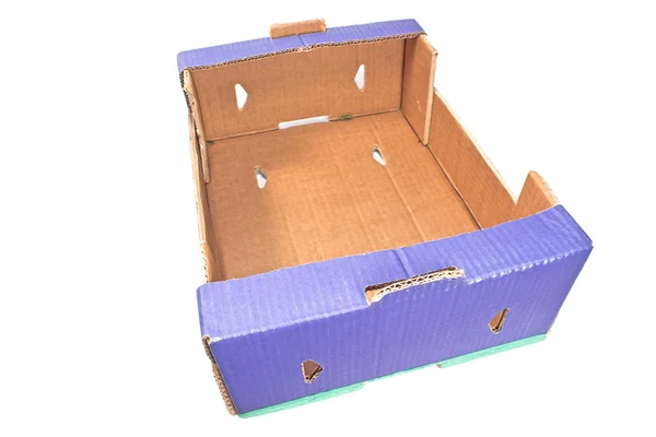 Beyaz izole mavi karton kutu — Stok fotoğraf