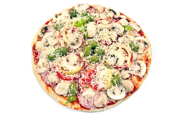 Raw pizza isolated on white — Stock Photo, Image