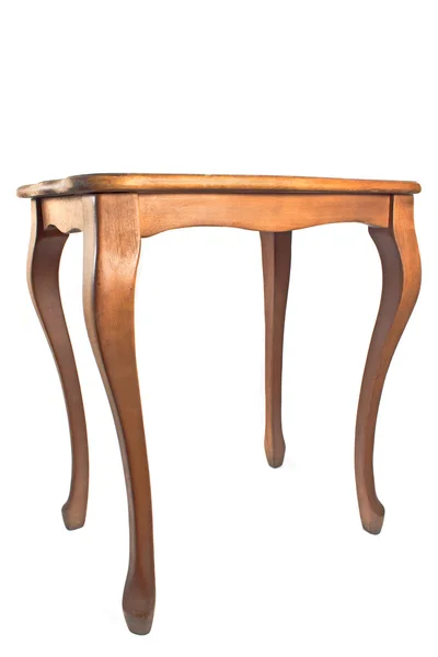 Vintage pequena mesa de madeira dura isolada no branco — Fotografia de Stock
