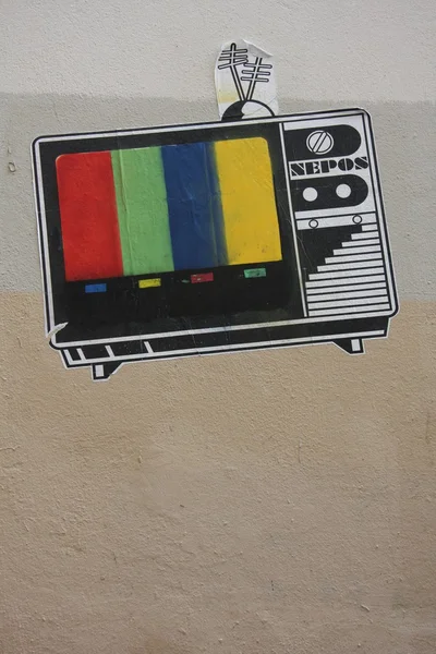 Τηλεόραση γκράφιτι — Φωτογραφία Αρχείου