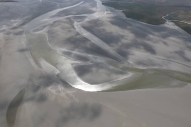 Aerial view of the Mont-Saint-Michel bay, France