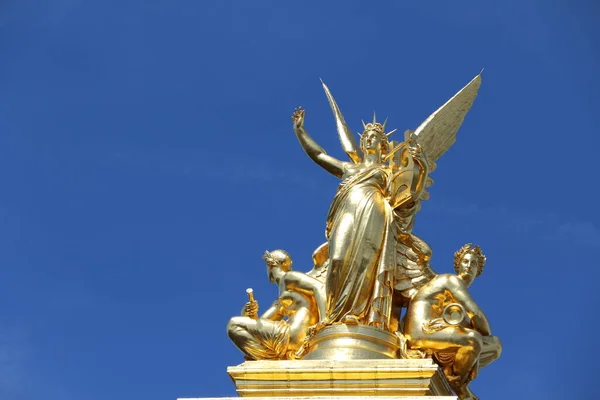 Złoty Posąg Palais Garnier Opery Narodowej Paryża — Zdjęcie stockowe