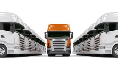 beyaz izole ağır kırmızı kamyon