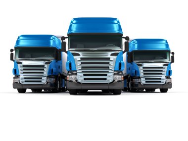 Heavy blue trucks isolated on white background clipart