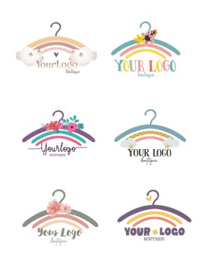 Çocuklar moda butik logo değişkenleri vektör kümesi