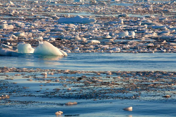 Melting Glaciers Create Huge Ice Fields Surface Sea Greenland — стоковое фото