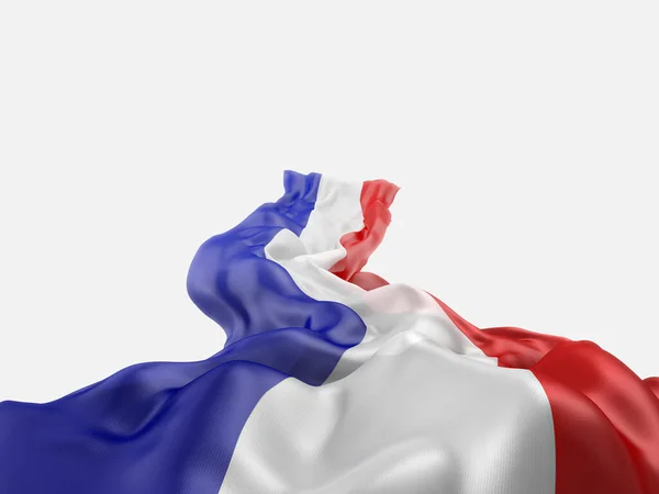 Bandera Francia Ondeando Sobre Fondo Blanco Representación — Foto de Stock