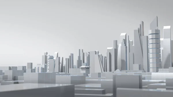Біле Місто Дротяною Рамою Абстрактне Місто Майбутнє Місто Візуалізація — стокове фото