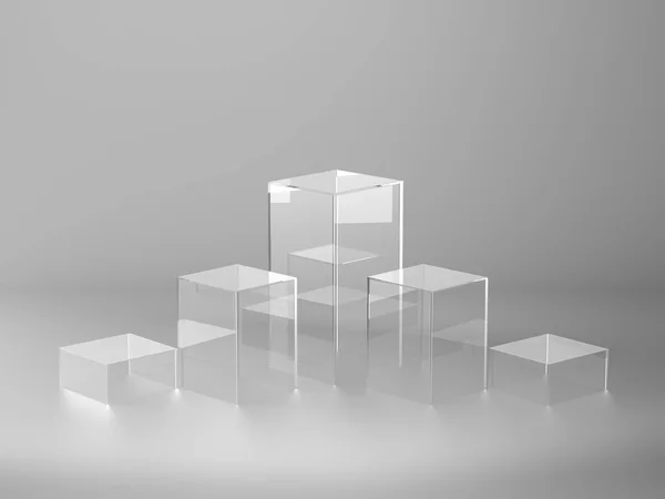 Pedestal Vidro Para Exibição Plataforma Para Design Suporte Produto Branco — Fotografia de Stock