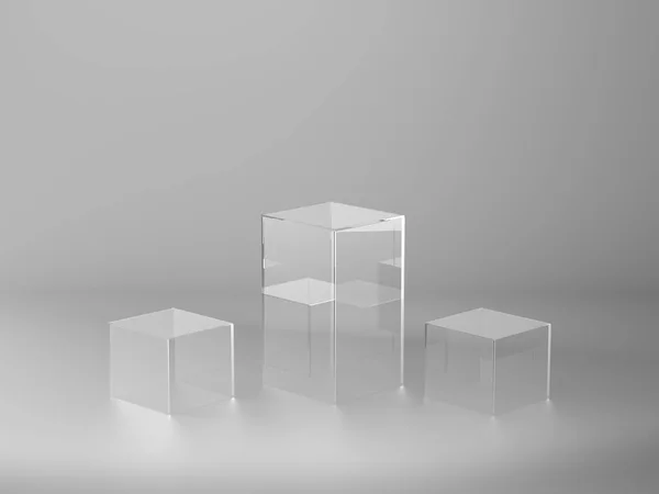 Pedestal Cristal Para Exhibición Plataforma Para Diseño Soporte Producto Blanco — Foto de Stock