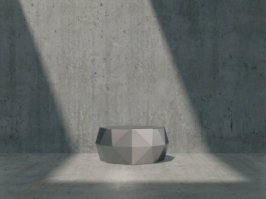 Görüntü için kaldırım, tasarım için platform, ham beton 3D işlemeli boş ürün standı.