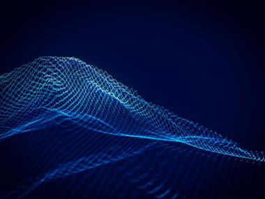 Dağ şeklindeki parlak noktalar, koyu arkaplandaki noktaları birleştiren soyut dağlar.