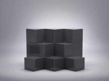 Göstermek için yayalar, tasarım platformu, boş ürün, temiz zemin 3D görüntüleme üzerine beyaz oda.