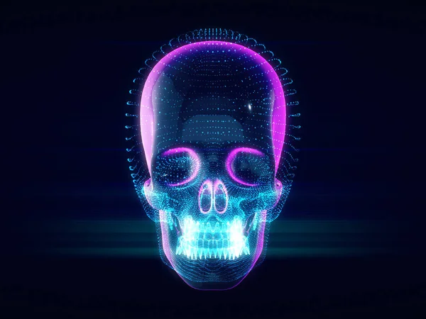 Abstract Skull,skull on ,futuristic style.3d rendering