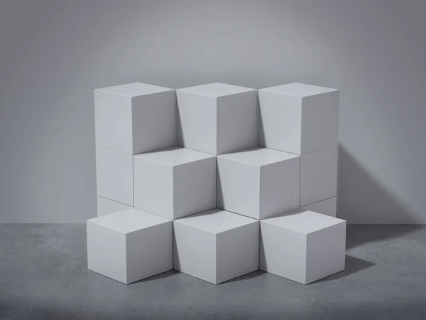 Pedestal Branco Para Exibição Plataforma Para Design Suporte Produto Branco — Fotografia de Stock