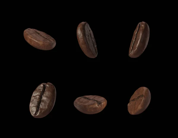 Uppsättning Robusta Kaffebönor Rendering — Stockfoto