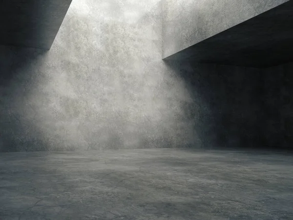 Ürün gösterisi için boş beton alan. 3B görüntüleme.