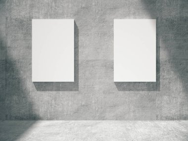 Boş 3D çerçeveli beton boş oda.