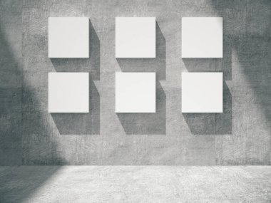 Boş 3D çerçeveli beton boş oda.