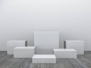 Gösterge için kaldırım, tasarım için platform, boş oda 3D görüntüleme ile boş ürün standı.