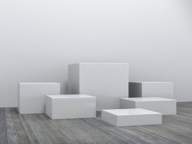 Gösterge için kaldırım, tasarım için platform, boş oda 3D görüntüleme ile boş ürün standı.