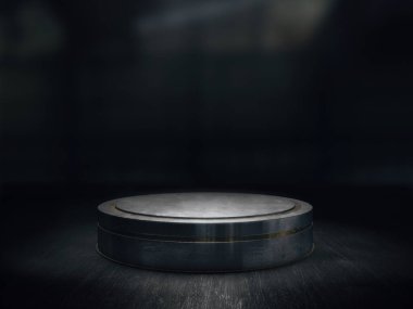 Görüntü için metal kaidesi, tasarım için platform, boş ürün stand3D görüntüleme.