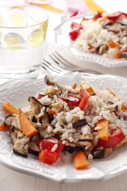 ızgara sebze ile pirinç