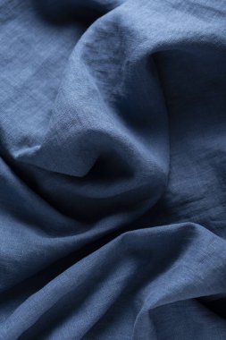 Mavi renkli saf keten kumaş, seçici odak resmi