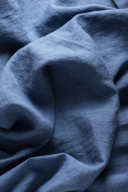 Mavi renkli saf keten kumaş, seçici odak resmi