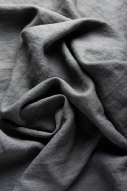 Gri renkli saf keten kumaş, seçici odak resmi