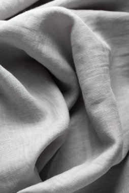 Gri renkli saf keten kumaş, seçici odak resmi
