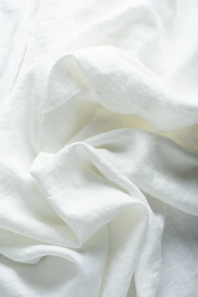 Pure Linen Fabric White Color Selective Focus Image — Stock Photo, Image