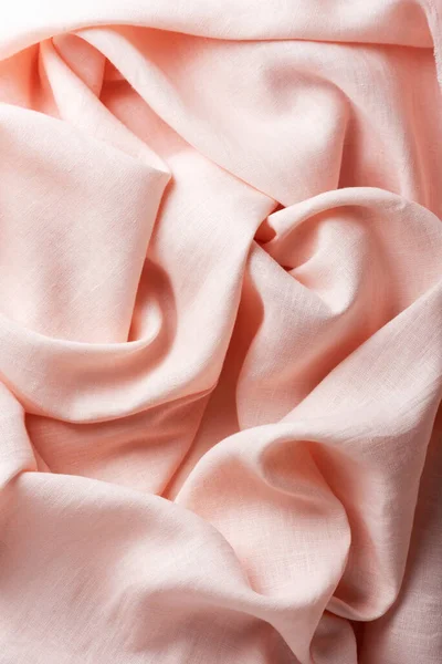 Wavy Linen Fabric Pink Petal Color Selective Focus Image — Stock Photo, Image