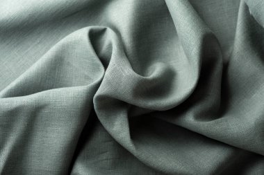 Yeşil renkli keten kumaşlı doku, seçici odak resmi