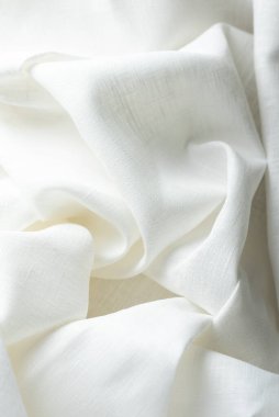 Beyaz renkli keten kumaşlı doku, seçici odak resmi