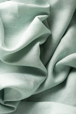 Yeşil renkli keten kumaşlı doku, seçici odak resmi