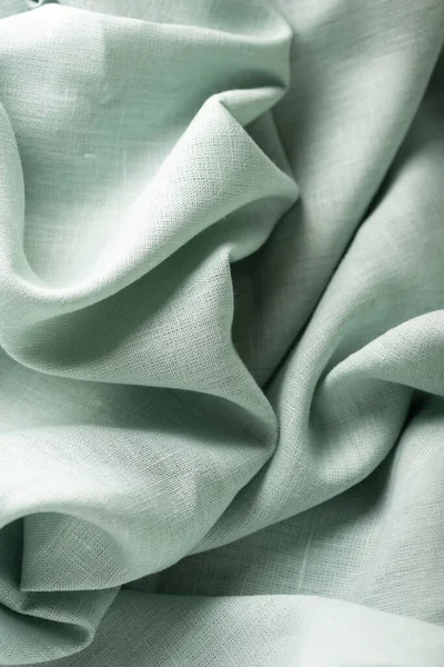 Yeşil renkli keten kumaşlı doku, seçici odak resmi