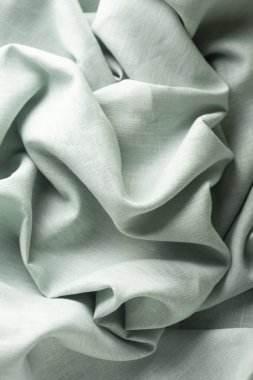 Yeşil renkli keten kumaşlı doku, seçici odak resmi