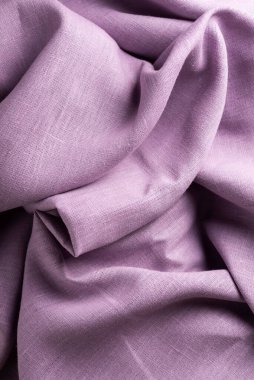 Lavanta rengi keten kumaşlı doku, seçici odak resmi