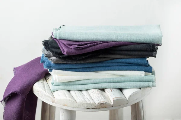 Linen Fabric Different Colors Selective Focus Image — Stockfoto