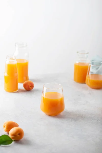 Summer Apricot Juice Light Background Selective Focus Image — Stock Photo, Image