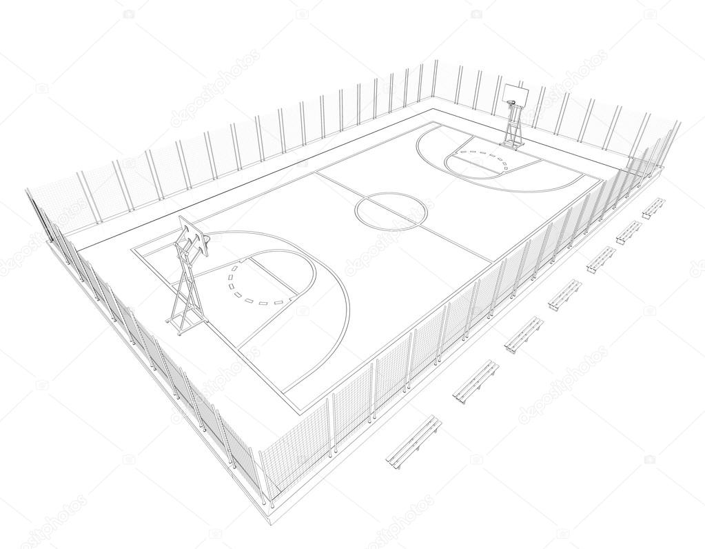 Basketball Court Wire Frame Stock Photo By C Cherezoff Basketball Court Wire Frame Stock Photo By C Cherezoff