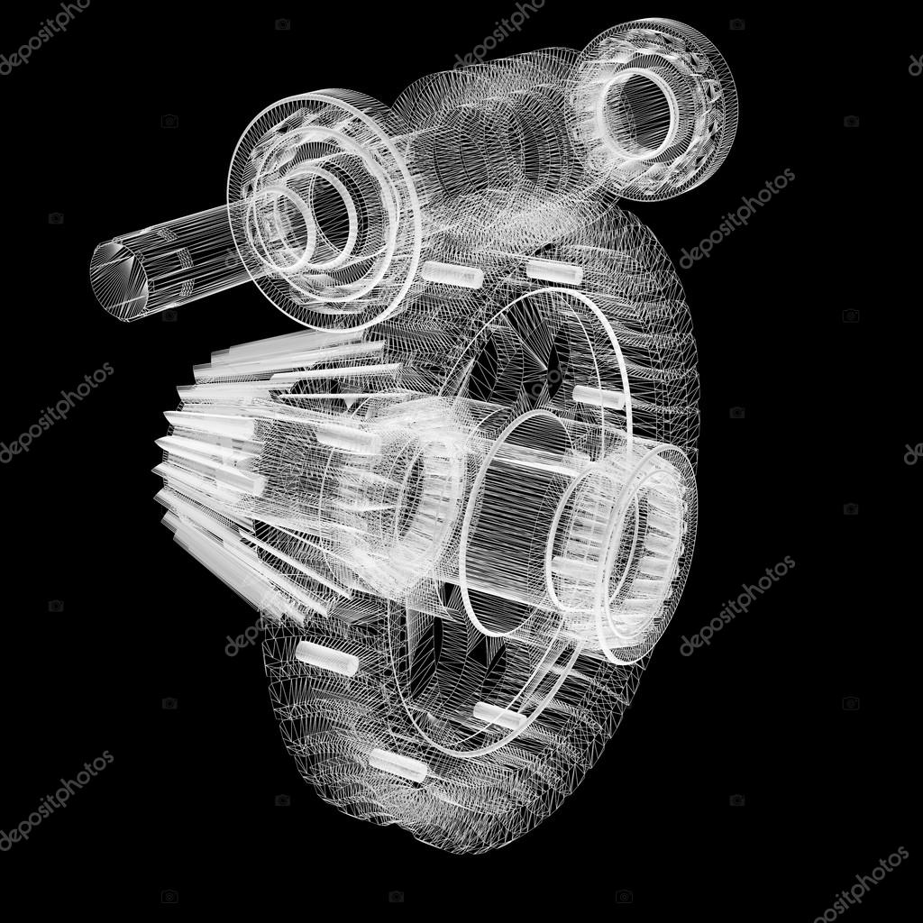 Wire frame gears — Stock Photo © cherezoff 34390281