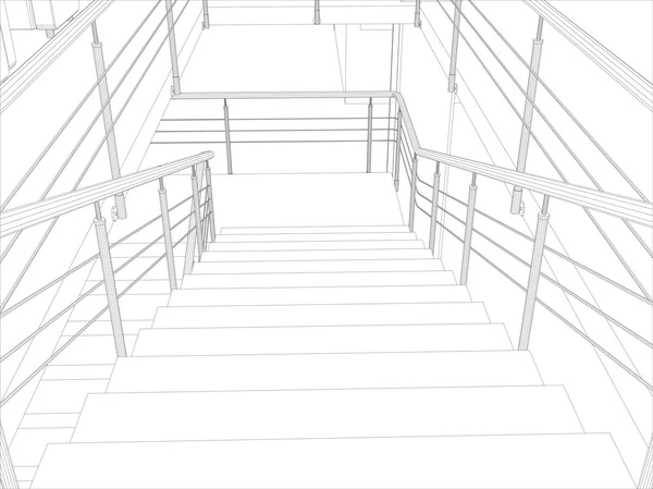 Room. Staircase and railing — Stock Illustration Room. Staircase and railing Royalty Free Stock Illustrations