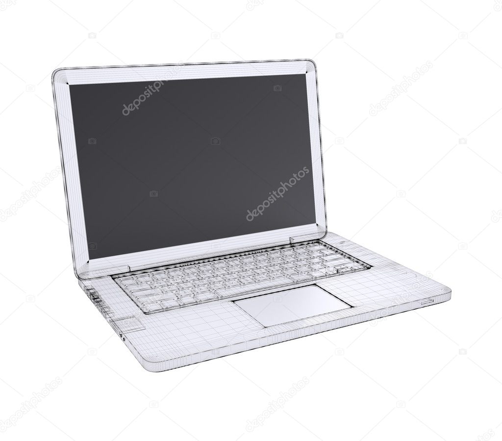 Laptop Wire Frame Stock Photo Cherezoff 51198865 Laptop Wire Frame Isolated Render On A White Background Photo By Cherezoff