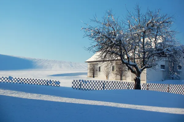 Farm in Winter Landscape — Stock Photo, Image