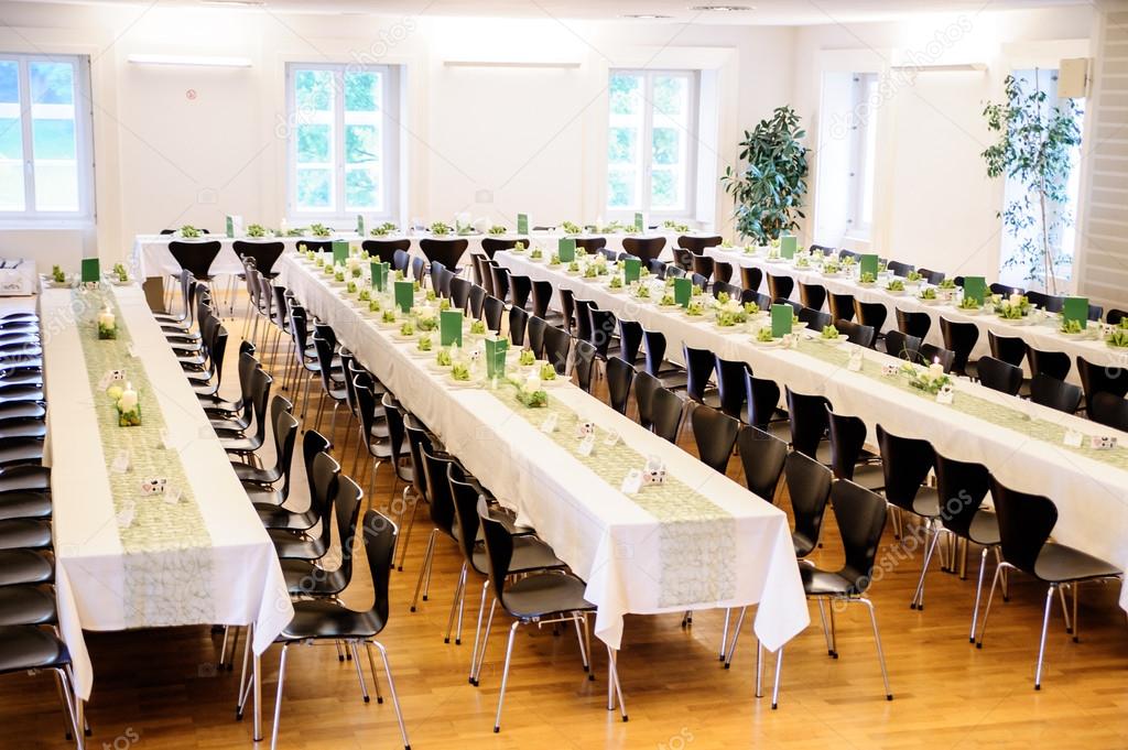 Festive Hall with Decorated Tables
