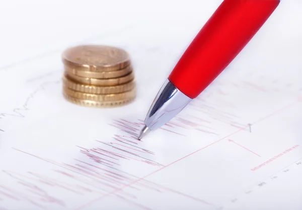 Red Pen over chart — Stock Photo, Image